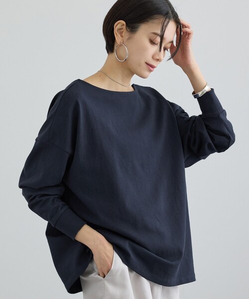 ADAM ET ROPE'(アダムエロペ)の「【ONIT(オニット)】SUPER AMERICAN DRYCOTTON BACKOPEN LONGSLEEVE T(Tシャツ/カットソー・レディース・ホワイト/ネイビー・1)」の9枚目の写真