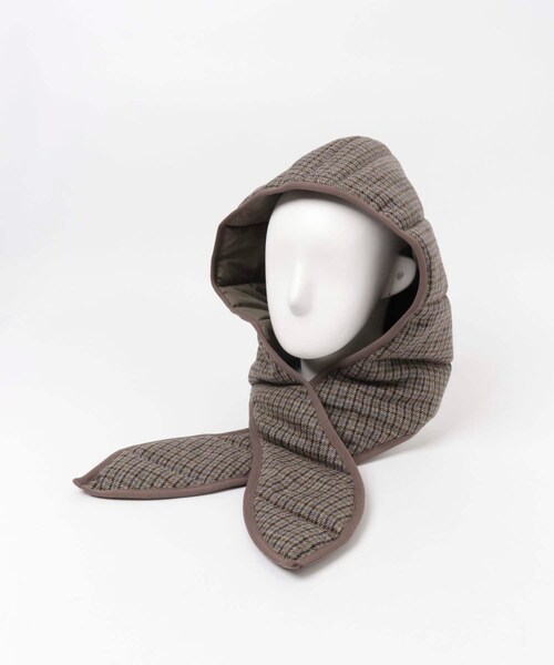 THE GOODLAND MARKET（ザグッドランドマーケット）の「SREU　ウールキルティングフード（ニットキャップ/ビーニー・レディース・BROWN/NAVY・FREE）」の4枚目の写真