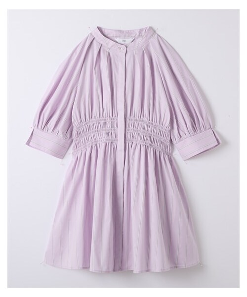 nissen（ニッセン）の「小さいサイズ　綿混シャーリングギャザーチュニック　低身長さん・小柄女性（シャツ/ブラウス・レディース・グレー/パープル/ネイビー・P1/P2）」の3枚目の写真