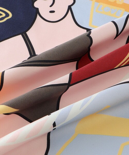 ROPE'（ロペ）の「【4 ARTIST for ROPE'】コラボ シルクスカーフ/Sサイズ（バンダナ/スカーフ・レディース・ダークグリーン/サックス/レッド/ピンク・F）」の10枚目の写真