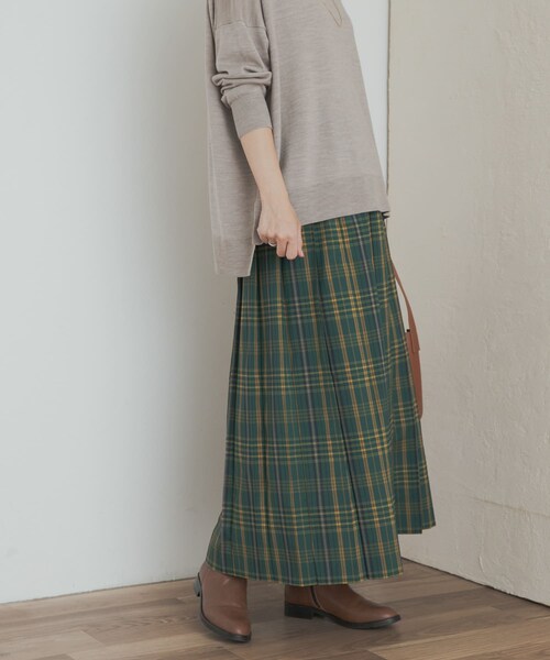 URBAN RESEARCH DOORS（アーバンリサーチドアーズ）の「『一部WEB限定カラー』チェックプリーツスカート（スカート・レディース・GRY×BLU/BRN×RED/MUS×NVY/GRN×YEL・S/M）」の5枚目の写真