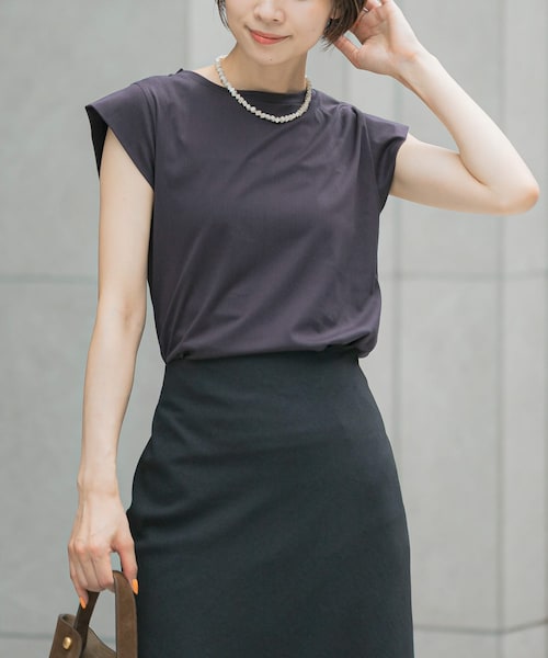 URBAN RESEARCH ROSSO（アーバンリサーチロッソ）の「クールタッチスーピマコットンフレンチTシャツ（Tシャツ/カットソー・レディース・PINK/OFF WHITE/MINT/D/NAVY・FREE）」の4枚目の写真