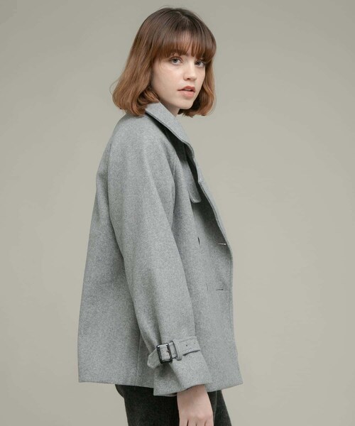 URBAN RESEARCH Sonny Label（アーバンリサーチサニーレーベル）の「メルトンジャージースタンドカラーコート（テーラードジャケット・レディース・チャコール/グレー/ベージュ・FREE）」の19枚目の写真