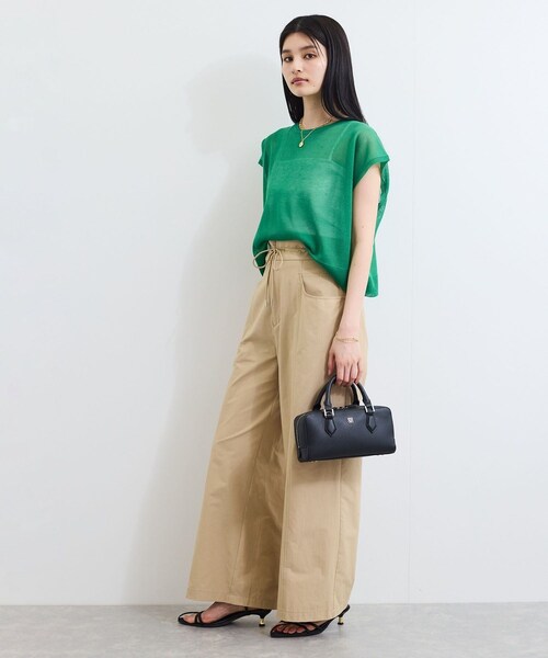 VIS（ビス）の「【接触冷感/洗える】ドロストワイドパンツ（その他パンツ・レディース・ブラック/ベージュ・F）」の5枚目の写真