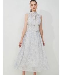 MERCURYDUO | ボウタイ付フラワーフレアワンピース(ワンピース)