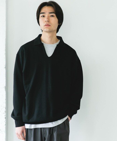 URBAN RESEARCH DOORS(アーバンリサーチドアーズ)の「TOMPKINS裏毛 スキッパースウェット(スウェット・メンズ・GREIGE/BLACK/NAVY・M/L)」の7枚目の写真