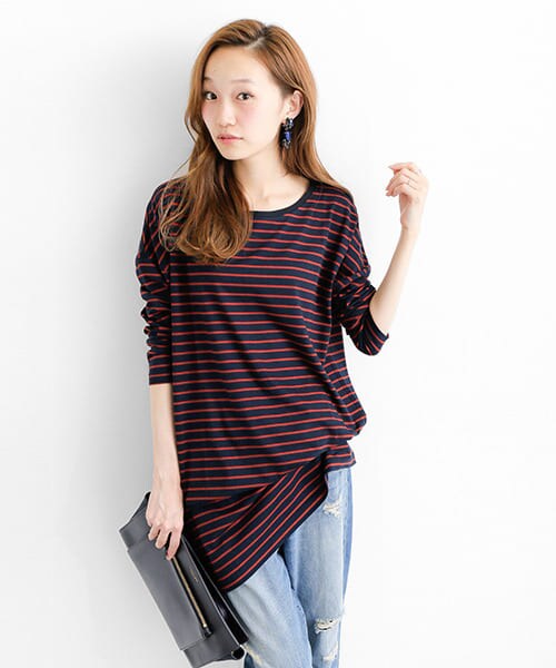 URBAN RESEARCH（アーバンリサーチ）の「ボーダーチュニック（チュニック・レディース・NVY×OFF/OFF×NVY/NAVY×RED・FREE）」の5枚目の写真