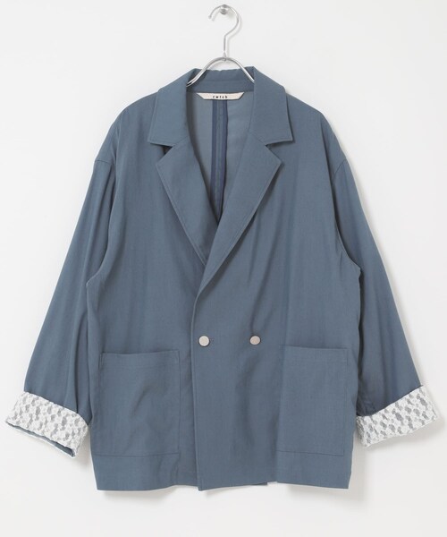 THE GOODLAND MARKET（ザグッドランドマーケット）の「cwtch　DRAWSTRING  LIGHT JACKET（テーラードジャケット・レディース・BLUE/L.GRAY・Free）」の7枚目の写真