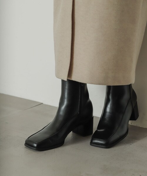 SENSE OF PLACE by URBAN RESEARCH（センスオブプレイスバイアーバンリサーチ）の「ワイドスクエアショートブーツ（ブーツ・レディース・BLACK/IVORY/BEIGE・S/M/L）」の17枚目の写真
