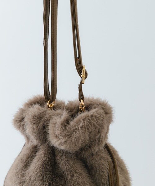 RODE SKO（ロデスコ）の「ウッドボールキンチャクファーバッグ（スカート・レディース・IVORY/MOCHA/BROWN・one）」の22枚目の写真