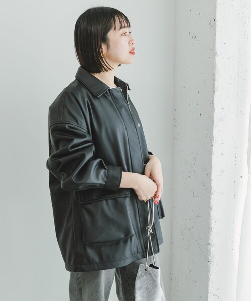 ITEMS URBANRESEARCH（アイテムズ アーバンリサーチ）の「フェイクレザージャケット（その他アウター・レディース・L.BEG/BLK・FREE）」の5枚目の写真