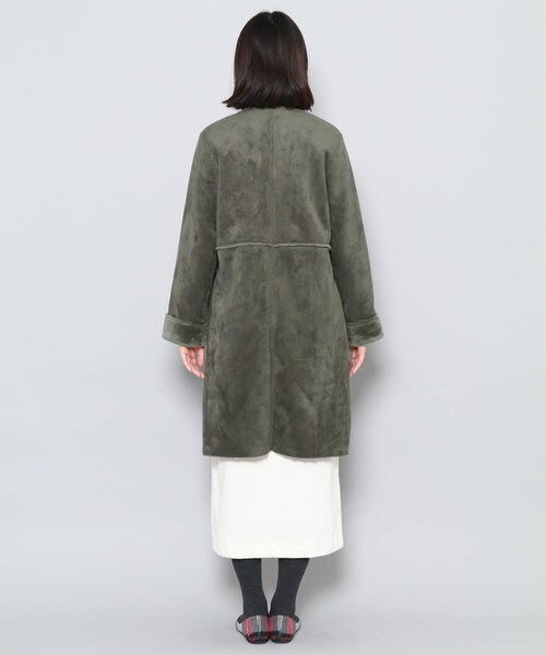 SENSE OF PLACE by URBAN RESEARCH(センスオブプレイスバイアーバンリサーチ)の「ノーカラームートンコート∴(ムートンコート・レディース・NAVY/GREIGE/KHAKI・FREE)」の9枚目の写真