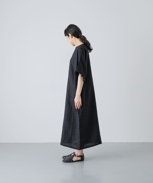 かぐれ（カグレ）の「『2サイズ展開』リネンフリルスリーブワンピース（ワンピース・レディース・BLACK・0/1）」の18枚目の写真