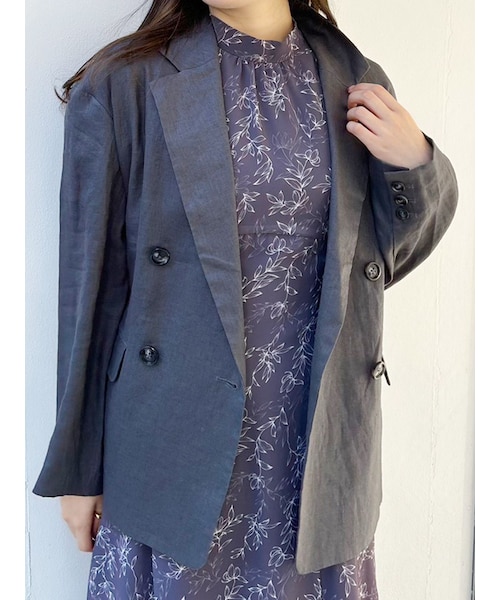 MERCURYDUO（マーキュリーデュオ）の「リネンジャケット（テーラードジャケット・レディース・チャコールグレー/ブラウン/ベージュ・S/M）」の2枚目の写真