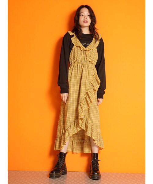 jouetie（ジュエティ）の「フリルキャミワンピース（ワンピース・レディース・イエロー/レッド/ブラウン/ブルー・M）」の8枚目の写真