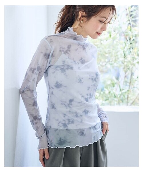 nissen（ニッセン）の「シアープリントカットソーインナー【OtonaSMILE】（Tシャツ/カットソー・レディース・ベージュ系/グレー系・M/L/LL/3L/4L）」の4枚目の写真