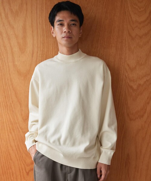 URBAN RESEARCH DOORS（アーバンリサーチドアーズ）の「『仁村紗和さん着用』『UR TECH 200日ニット』 モックネック（ニット/セーター・メンズ・OFF/APRICOT/C.NAVY/BLACK/BROWN・M/L/XL）」の9枚目の写真