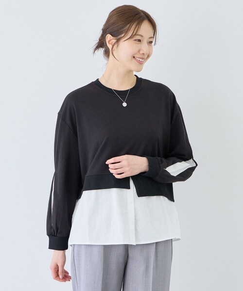 Jayro(ジャイロ)の「ブラウスレイヤード風プルオーバー(Tシャツ/カットソー・レディース・ブラック系/グレー/ホワイト系/ベージュ/ネイビー・M)」の7枚目の写真