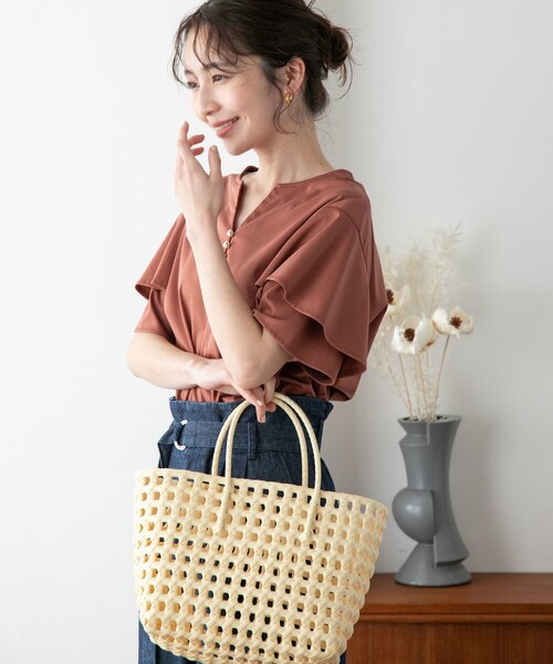 VIS（ビス）の「ハンドメイドメッシュカゴバッグ（かごバッグ・レディース・ベージュ系/イエロー系/その他・F）」の5枚目の写真