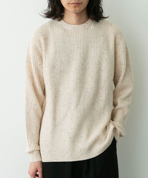 URBAN RESEARCH Sonny Label（アーバンリサーチサニーレーベル）の「ウォッシャブルウール混クルーネックニット（ニット/セーター・メンズ・アイボリー/グリーン/ダークブラウン/グレー/ブラック・M/L/XL）」の14枚目の写真