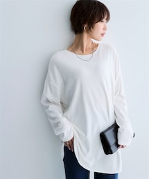 nissen | 綿１００％スムースゆるシルエット裾ラウンドロング丈Tシャツ＜大きいサイズ有＞(チュニック)