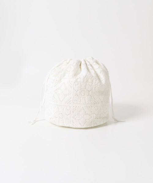 かぐれ（カグレ）の「コットンレース巾着バッグ（その他雑貨・レディース・OFF/BLACK・FREE）」の6枚目の写真