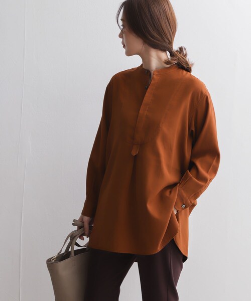 URBAN RESEARCH DOORS（アーバンリサーチドアーズ）の「ドレスシャツチュニック∴（チュニック・レディース・BROWN/OFF WHITE/L.GRAY・one/One）」の20枚目の写真