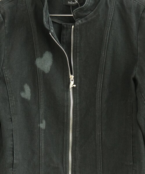 VIS(ビス)の「【reheat】ハートドローイングデニムジャケット【セットアップ対応】(デニムジャケット・レディース・ブラック・F)」の10枚目の写真