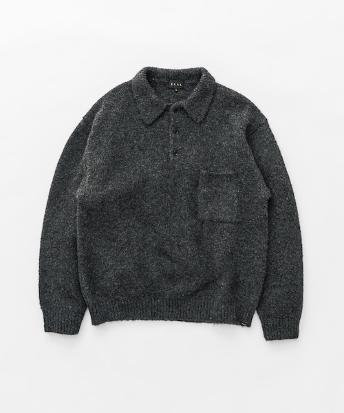 EKAL（エカル）の「シャギーニットポロプルオーバー（ニット/セーター・メンズ・グレー/ブラウン/フォーレンリーブス・M/L）」の5枚目の写真