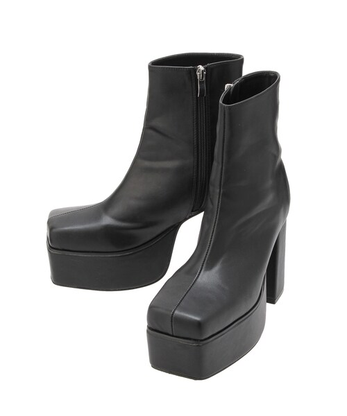 EVRIS（エヴリス）の「レザーライクチャンキーブーツ（ブーツ・レディース・ホワイト/ブラック/ミックス・S/M/L）」の6枚目の写真