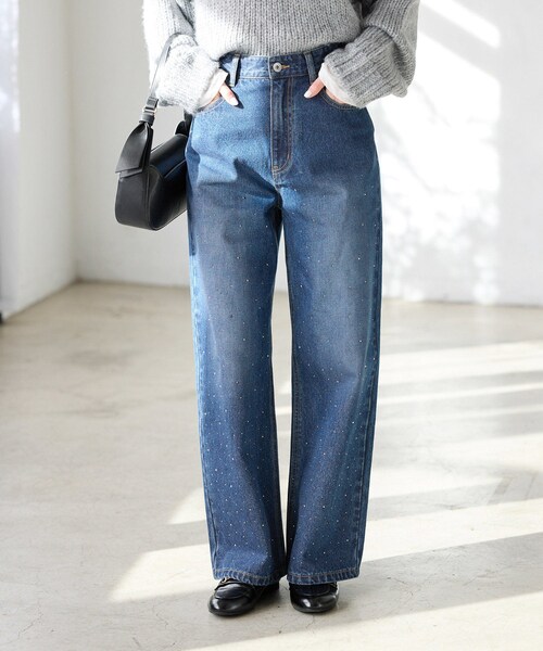 ROPE' PICNIC（ロペピクニック）の「キラキラビジューデニム（デニムパンツ・レディース・ネイビー/ブルー/ブラック系・36/38/40）」の6枚目の写真