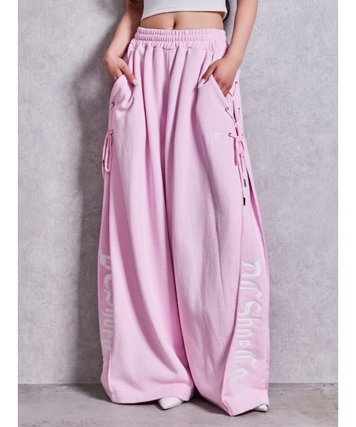 GYDA(ジェイダ)の「GYDA×DC SIDE LACE UP WIDEパンツ(スウェットパンツ・レディース・オフホワイト/ブラック/ピンク・F)」の6枚目の写真