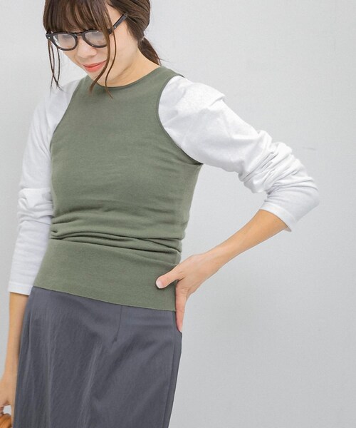 URBAN RESEARCH（アーバンリサーチ）の「w cashmere　knit tank top（タンクトップ・レディース・Khaki/Eggshell・FREE）」の3枚目の写真