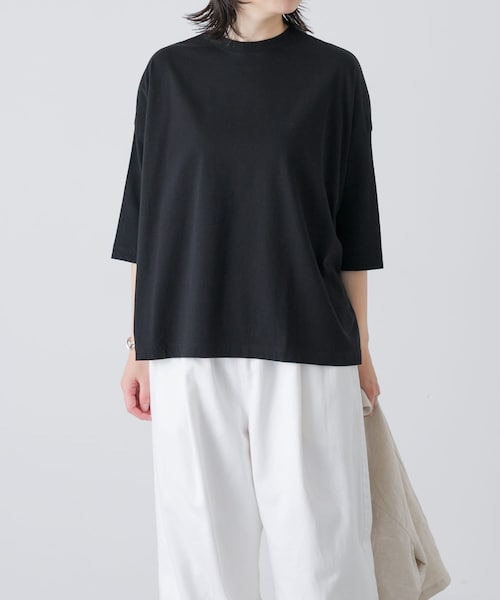 かぐれ（カグレ）の「ワイド6分袖プルオーバー（Tシャツ/カットソー・レディース・OFF/INK BLACK/GREGE/BROWN・Free）」の2枚目の写真