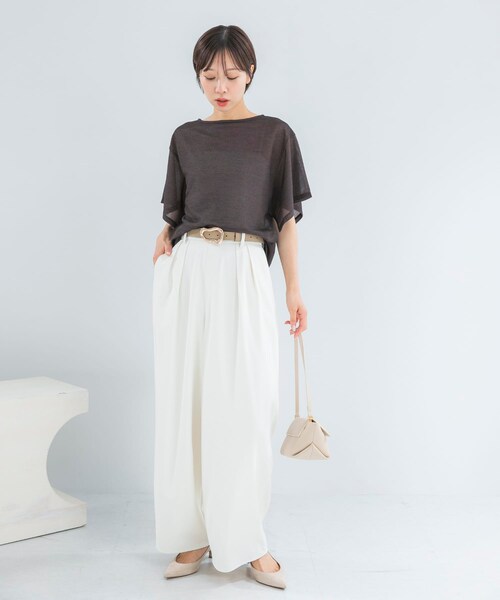 URBAN RESEARCH ROSSO（アーバンリサーチロッソ）の「スリットスリーブカラミカットソー（Tシャツ/カットソー・レディース・BROWN/IVORY/SAX・Free）」の16枚目の写真