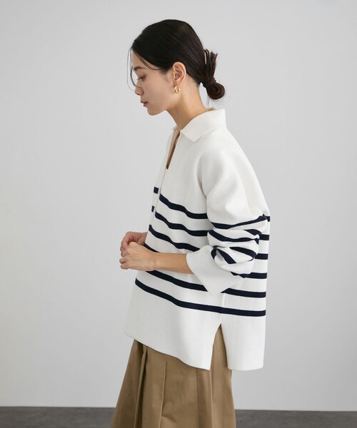 ADAM ET ROPE'(アダムエロペ)の「【WEB・一部店舗限定】スキッパーニットプルオーバー(ニット/セーター・レディース・ブラック/グレー/オフホワイト・F)」の18枚目の写真