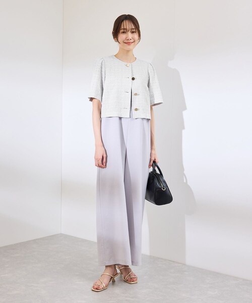 ROPE' PICNIC（ロペピクニック）の「【サマー・ツイード】金ボタンカーディジャケット（ノーカラージャケット・レディース・チャコール/ライトグレー/ホワイト/ネイビー・38）」の12枚目の写真