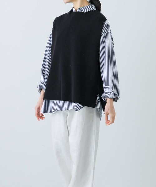 2025 SS かぐれ ドライ コットン ニット ベスト 綿100% ブラック か