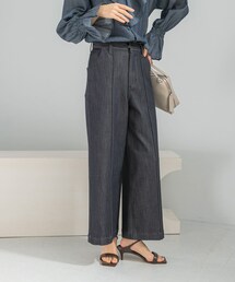 URBAN RESEARCH ROSSO WOMEN | ピンタックストレッチワイドデニムパンツ(デニムパンツ)