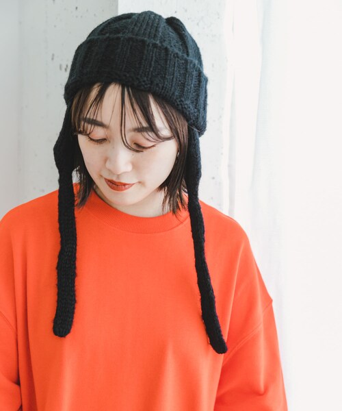 ITEMS URBANRESEARCH（アイテムズ アーバンリサーチ）の「フライトニットキャップ（ニットキャップ/ビーニー・レディース・OFF/BLK・-）」の10枚目の写真