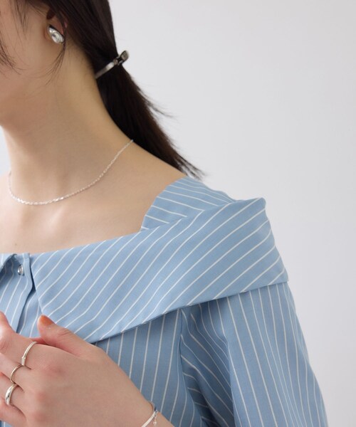 VIS（ビス）の「【夏トク価格】オフショルライクハーフスリーブブラウス/イージーケア（シャツ/ブラウス・レディース・ホワイト系/ダークブラウン系/ブルー系・F）」の15枚目の写真