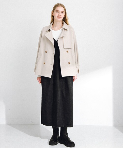 URBAN RESEARCH Sonny Label（アーバンリサーチサニーレーベル）の「撥水ショートトレンチコート（ステンカラーコート・レディース・ベージュ/L.グレー/チャコール・36/38）」の9枚目の写真