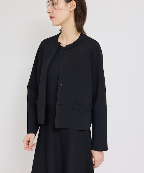 ROPE'（ロペ）の「ニットジャケット/イージーケア（ノーカラージャケット・レディース・オフホワイト/ネイビー・36/38）」の8枚目の写真