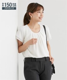 nissen | 小さいサイズ　タック入り2枚袖半袖ブラウス　低身長さん・小柄女性(シャツ/ブラウス)