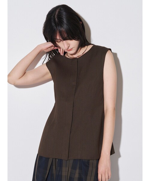 ELENDEEK（エレンディーク）の「FORM GILET（ベスト・レディース・アイボリー/ブラウン・F）」の6枚目の写真