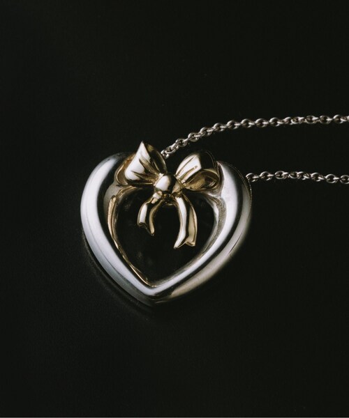 ADAM ET ROPE'(アダムエロペ)の「【VINTAGE JEWELRY】TIFFANY ハート リボン コンビ ネックレス 925 750(ネックレス・メンズ・シルバー・F)」の3枚目の写真