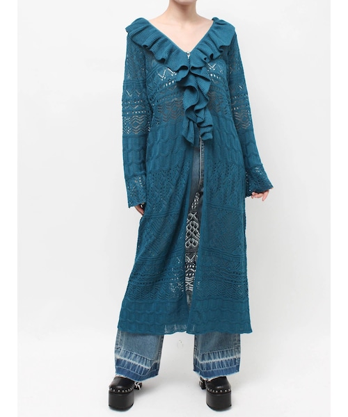 EVRIS（エヴリス）の「オープンニットロングカーディガン（カーディガン/ボレロ・レディース・アイボリー/ブラック/ブルー・F）」の6枚目の写真