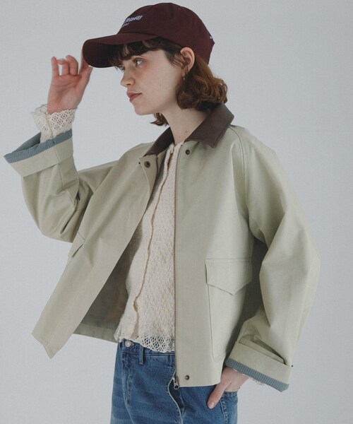 URBAN RESEARCH Sonny Label（アーバンリサーチサニーレーベル）の「異素材衿ショートジャケット（テーラードジャケット・レディース・ベージュ/エクリュ・Free）」の3枚目の写真