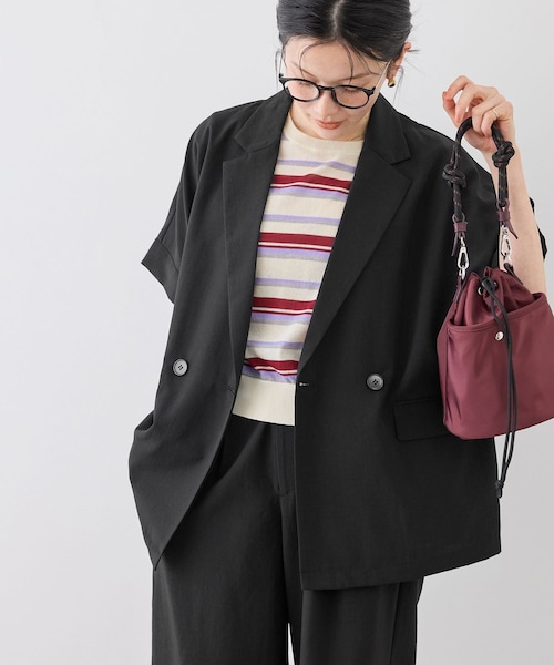 ROPE' PICNIC(ロペピクニック)の「エアリーリネンライク ドルマンジャケット/接触冷感・UVカット・速乾(テーラードジャケット・レディース・ブラック/ダークブラウン/キャメル/ベージュ/ネイビー・F)」の14枚目の写真