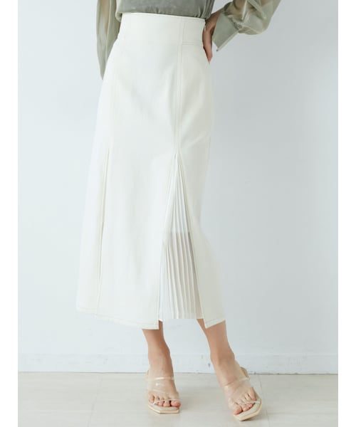 LAGUNAMOON（ラグナムーン）の「レースアッププリーツタイトデニムスカート（デニムスカート・レディース・インディゴ/ホワイト/ブラック/ブルー・S/M/F）」の10枚目の写真